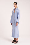 Roni Cupro Slip Dress Mineral Blue