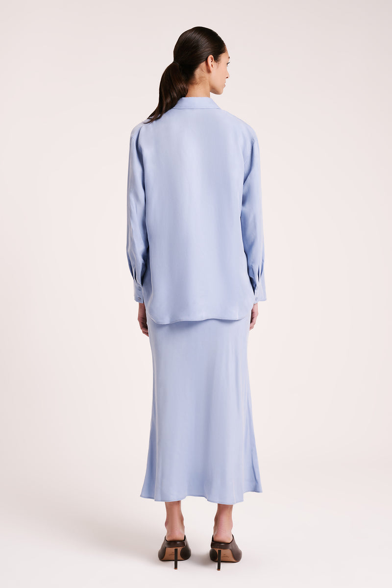 Roni Cupro Slip Dress Mineral Blue