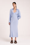 Roni Cupro Slip Dress Mineral Blue