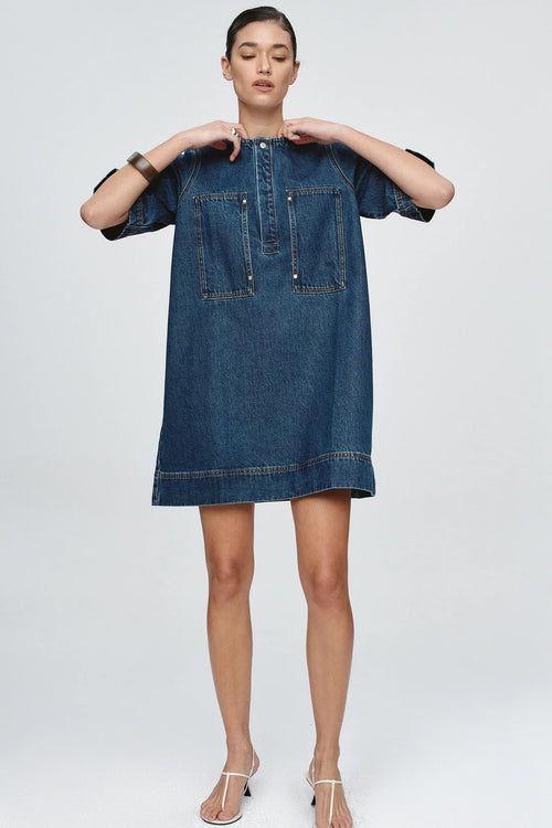 Patch Pocket Dress Classic Blue