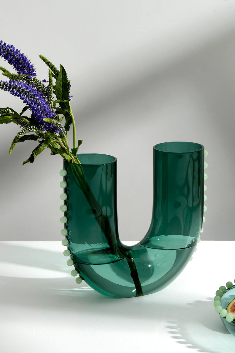 Pearl U Vase Teal Jade