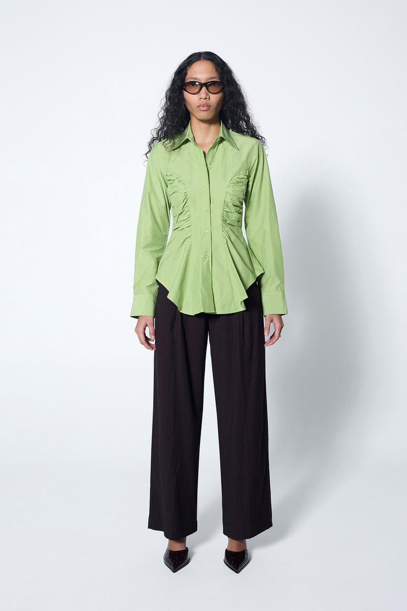 Slouchy Pleat Pant Red Pinstripe