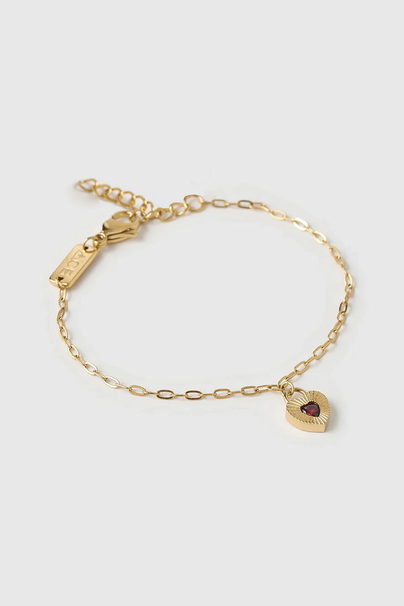 Ruby Heart Bracelet Red