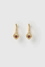 Ruby Heart Earrings Red