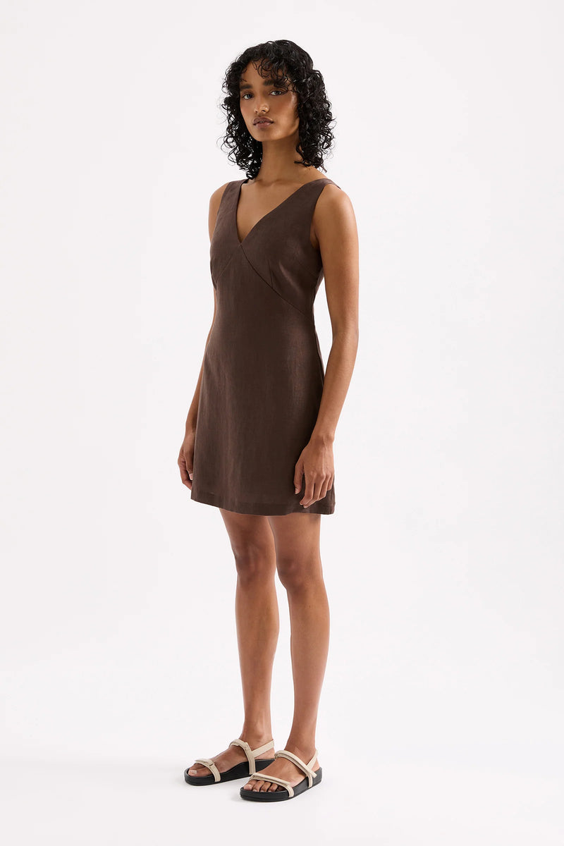 Blair Linen Mini Dress Clove