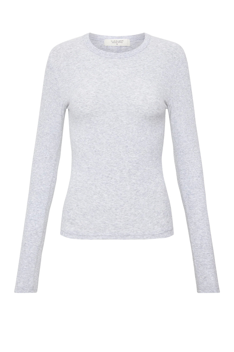 Organic Rib LS Tee Grey Marle