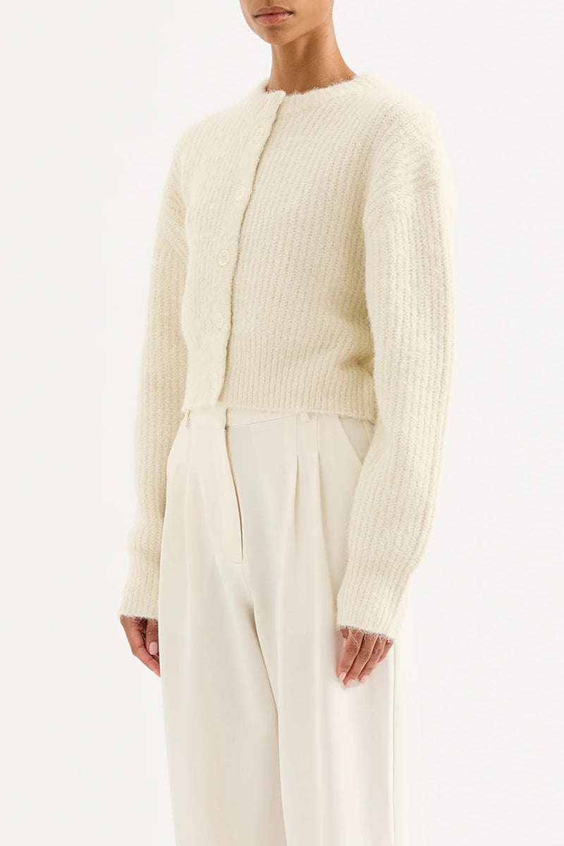 Nixon Cropped Cardigan Ivory