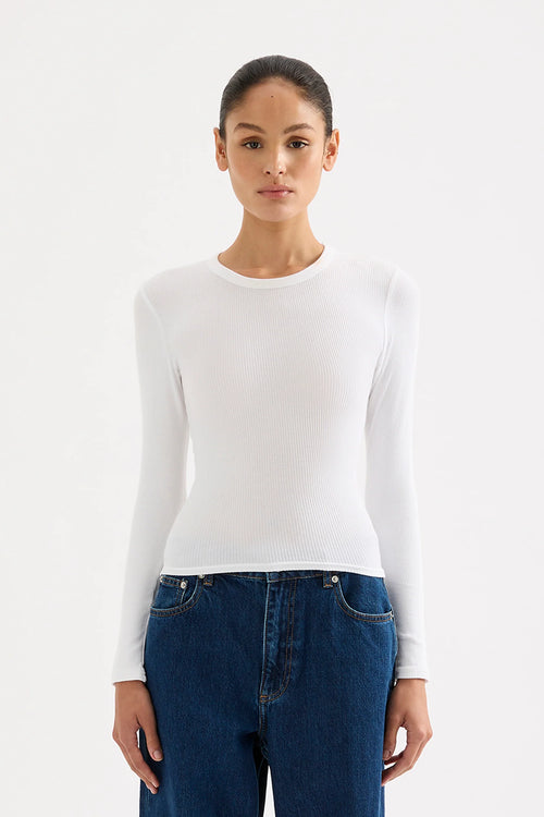Organic Rib LS Tee White