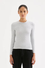 Organic Rib LS Tee Grey Marle