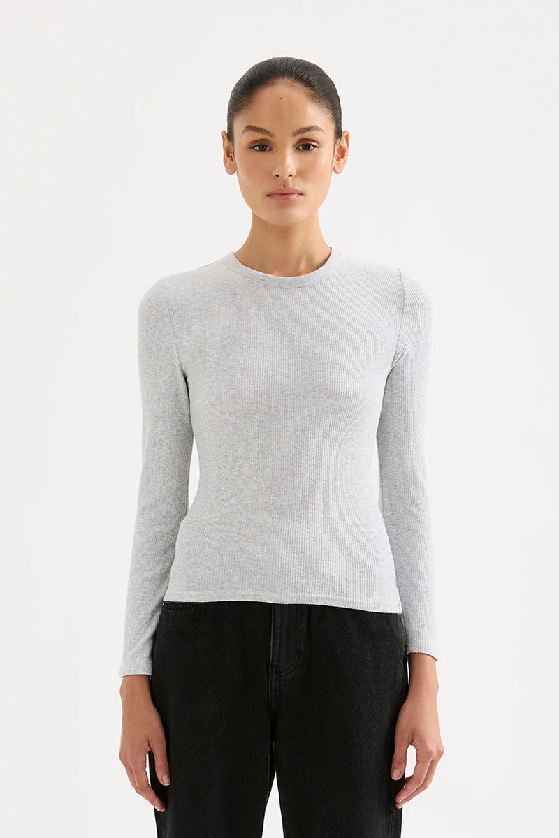 Organic Rib LS Tee Grey Marle