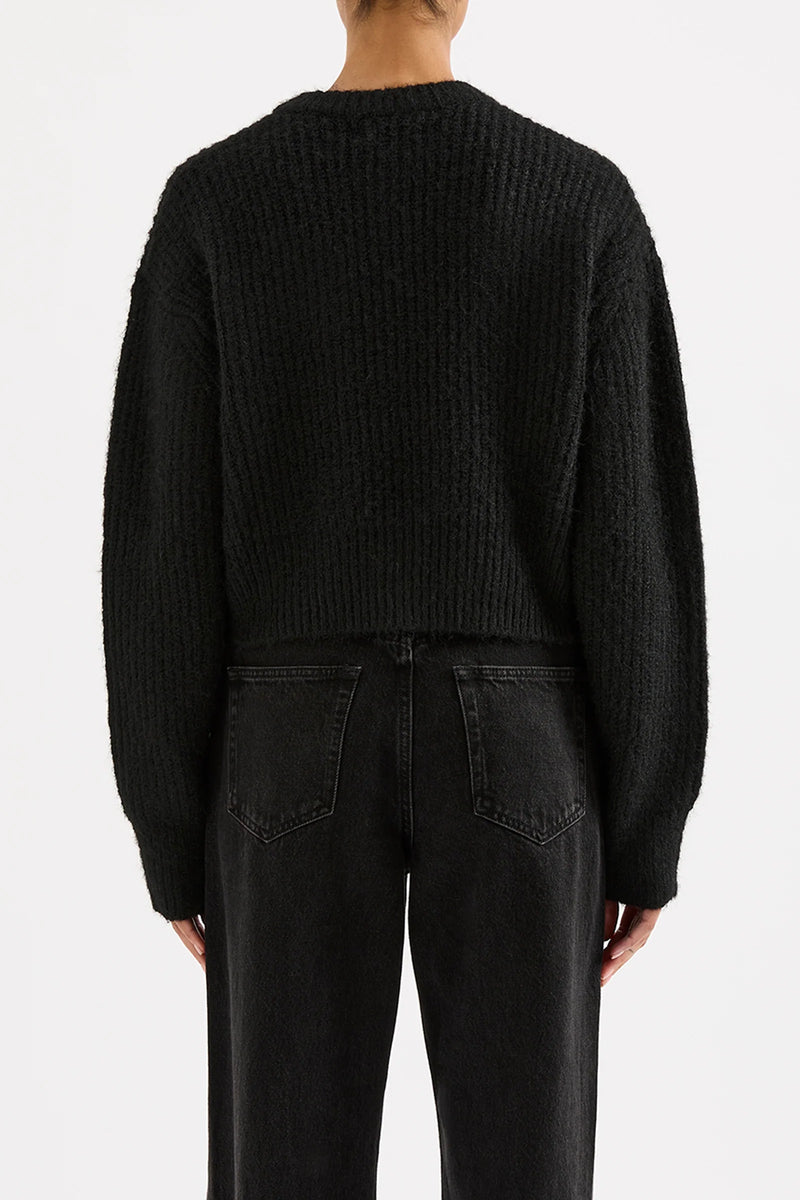 Nixon Cropped Cardigan Black