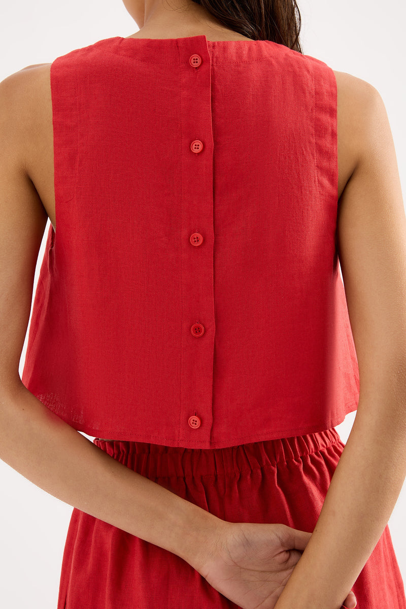 Ingrid Linen Top Chilli