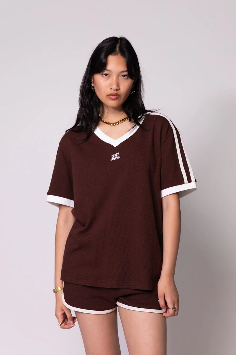 Mocha Classic Mesh Stripe Tee