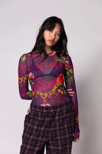 Chains and Roses LS Mesh Top