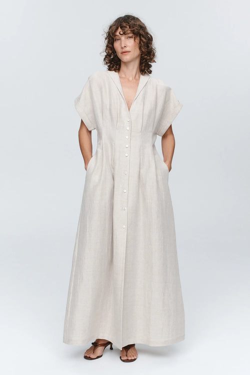 knee length dresses for ladies Shop Sara Linen Wrap Dress (Rosewood Marle)