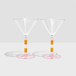 Stripe Martini Glass Set Pink + Amber