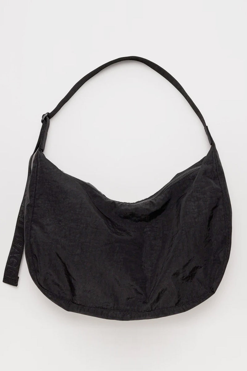 Large Nylon Crescent Bag Black