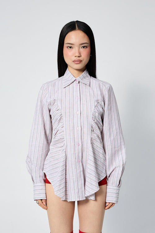 Ruffle Blouse Pink Stripe