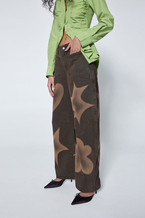 Stencil Barrel Jean Mud