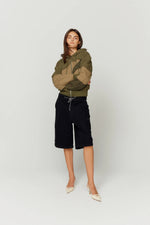 Patchwork Landscape Hoodie Olive