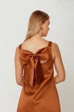 Mini Satin Shift Dress Chocolate