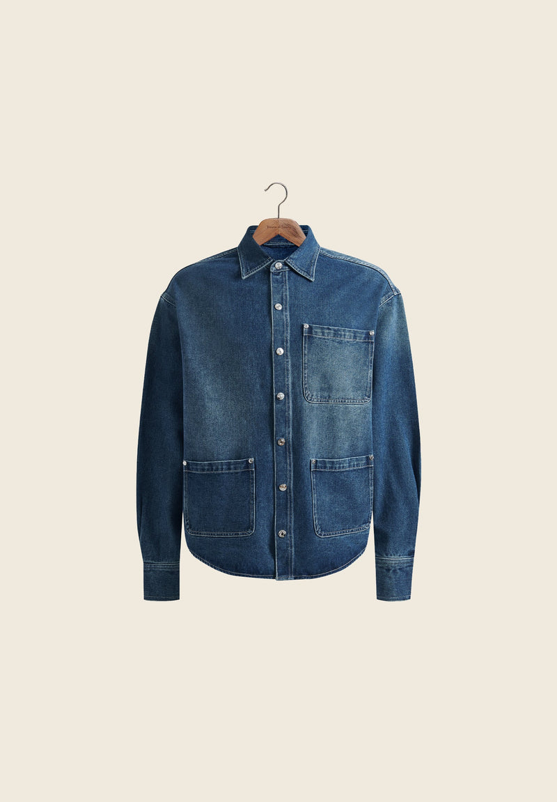 Take A Trip Topstitch Shirt Blue Wash