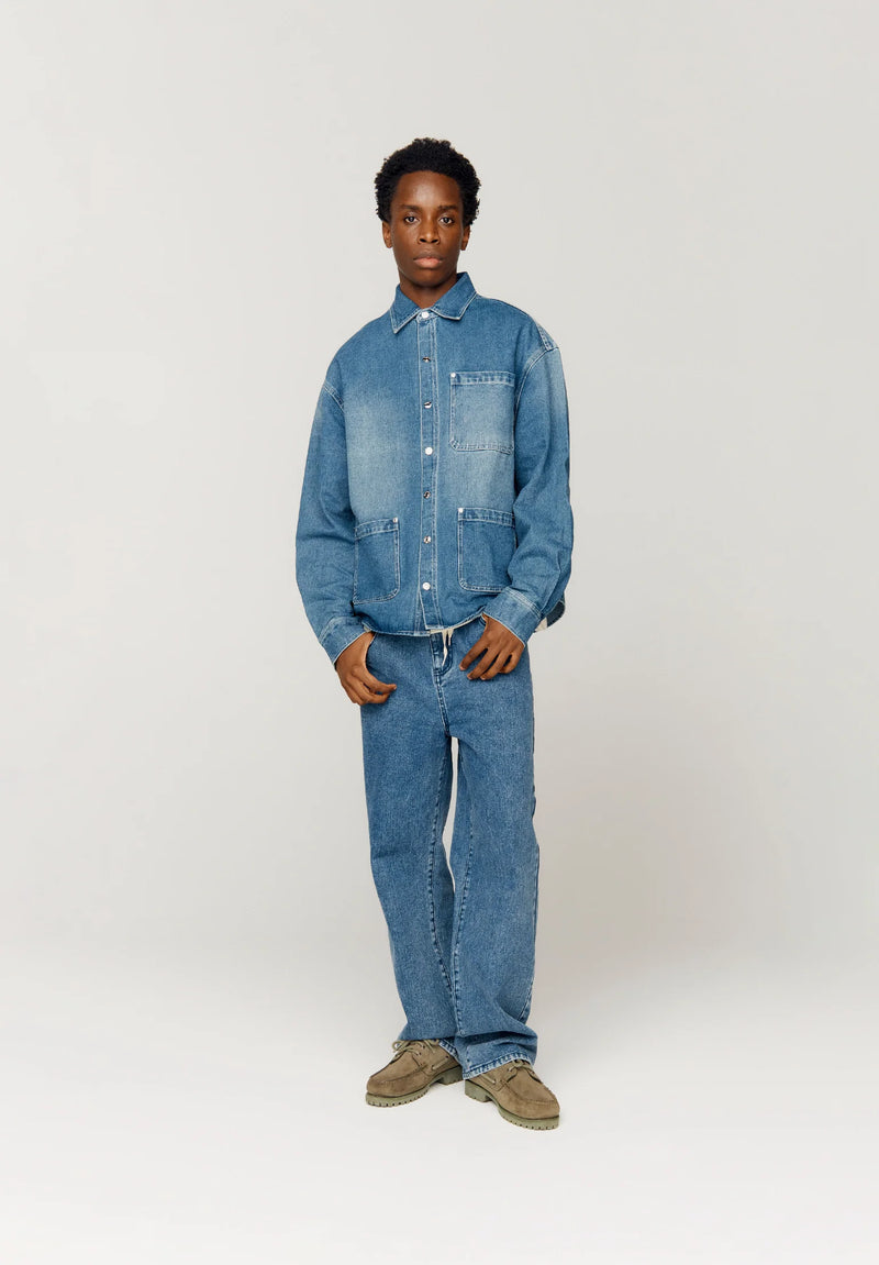 Take A Trip Topstitch Shirt Blue Wash