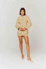 Bias Cut Skirt Yellow Check