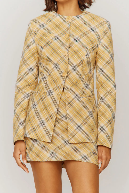 Bias Cut Skirt Yellow Check