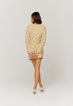 Bias Cut Skirt Yellow Check