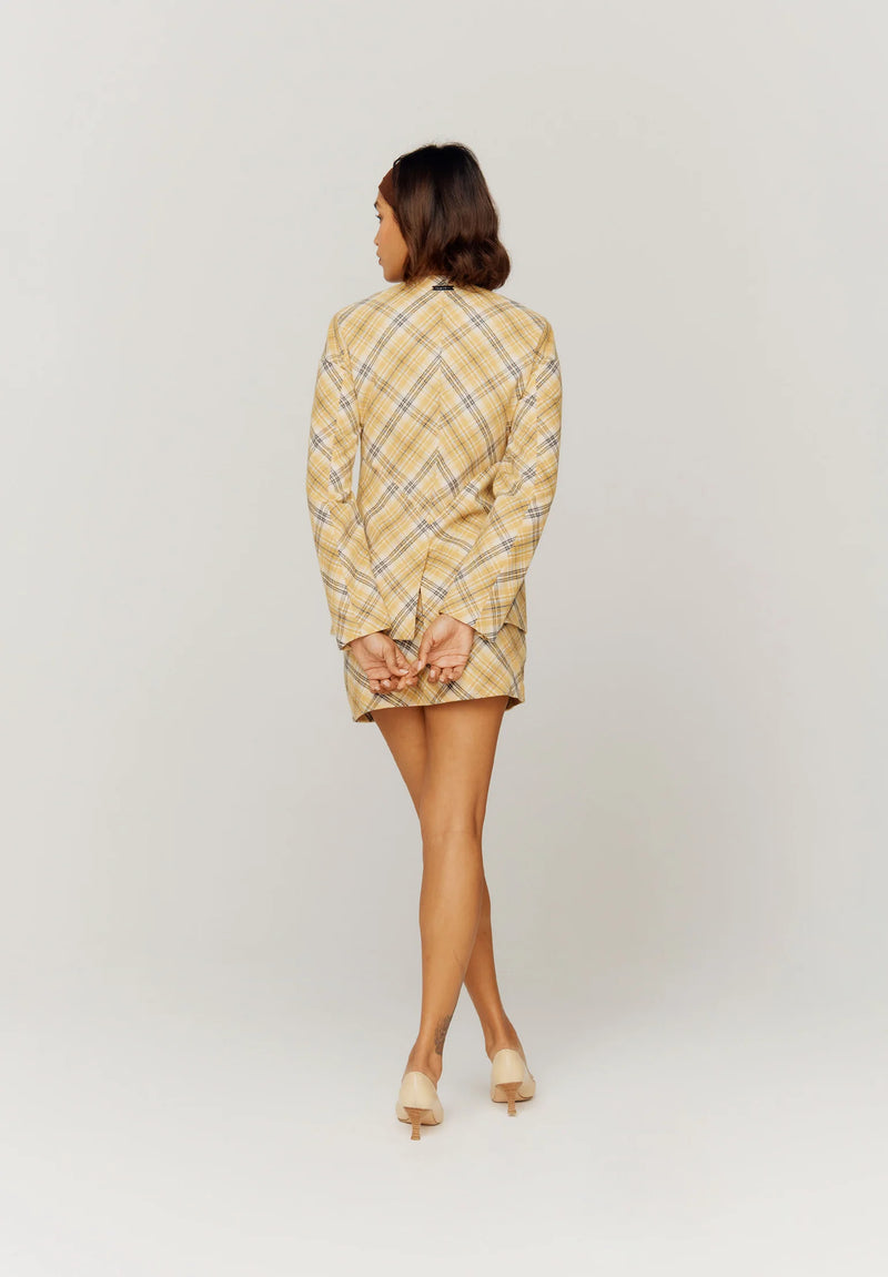 Bias Cut Skirt Yellow Check