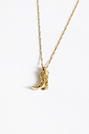 Cowboy Boot Charm Necklace Gold