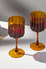 Wave Wine Glass Set Amber
