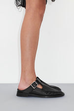 Gianna Buckled Mules Black