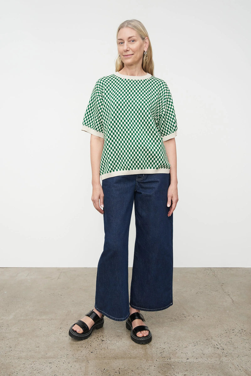 Checkerboard Knit Tee