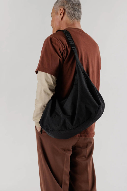 Large Nylon Crescent Bag Black