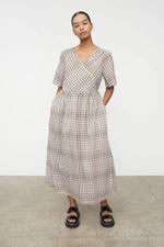Eve Wrap Dress Optic Check