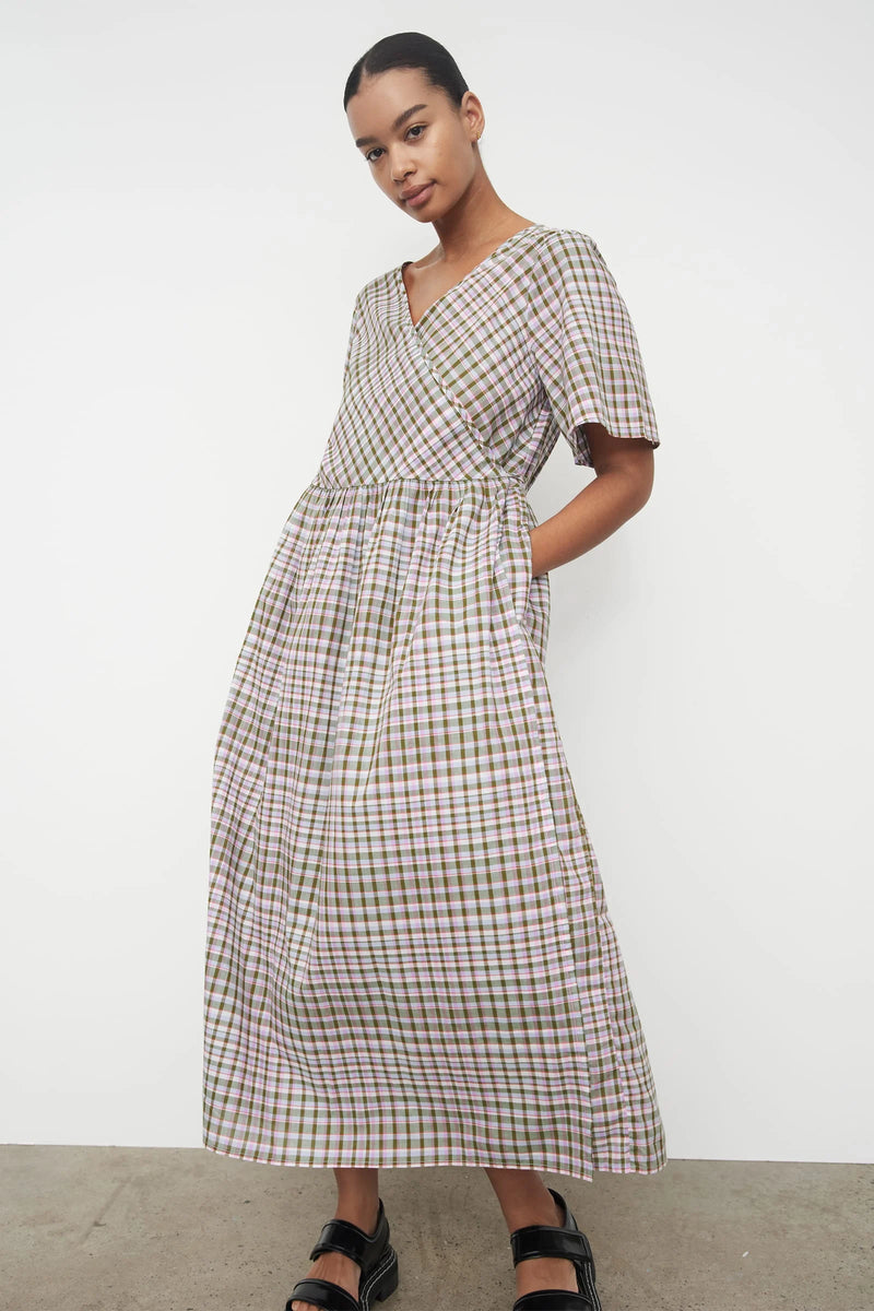 Eve Wrap Dress Optic Check