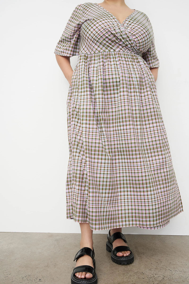 Eve Wrap Dress Optic Check