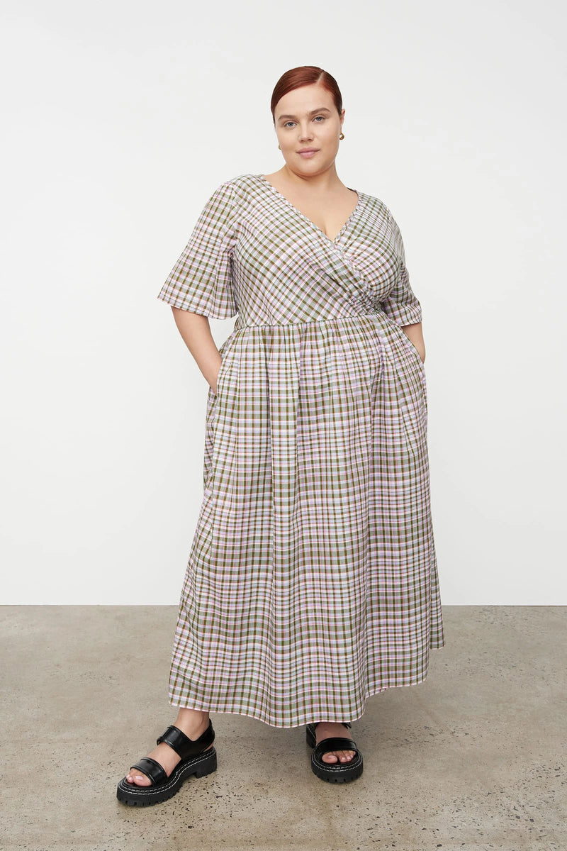 Eve Wrap Dress Optic Check
