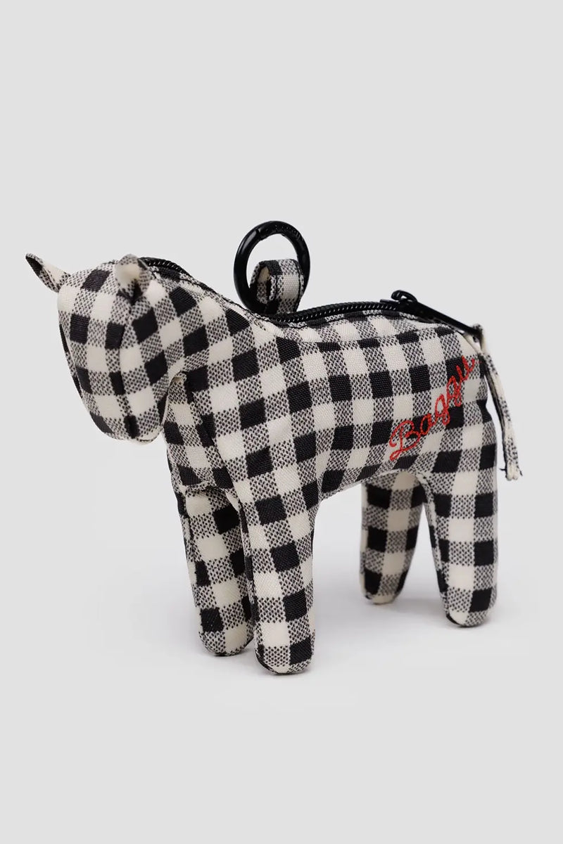 Horse Charm Black and White Gingham