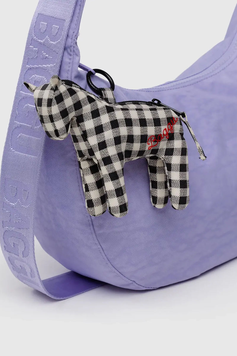 Horse Charm Black and White Gingham
