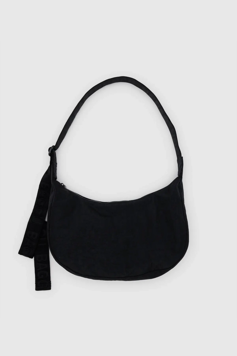 Medium Nylon Crescent Bag Black