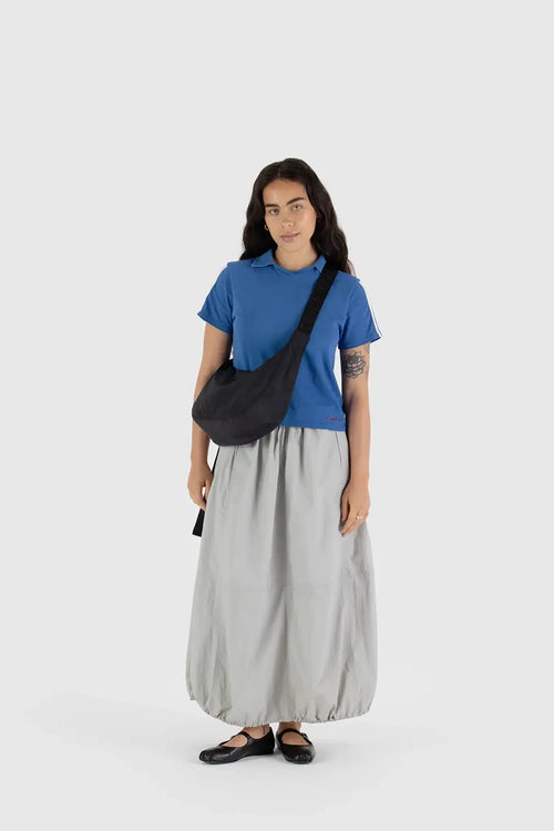 Medium Nylon Crescent Bag Black
