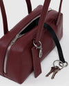 Recycled Leather Bowler Bag Mahogany