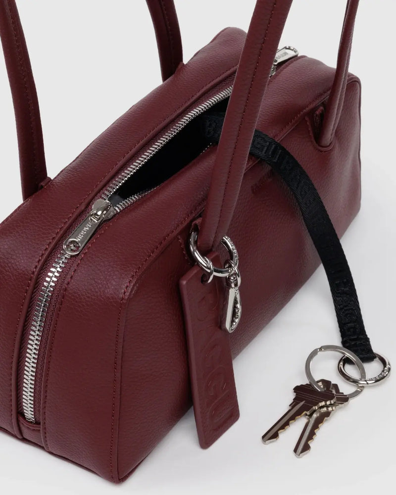 Recycled Leather Bowler Bag Mahogany