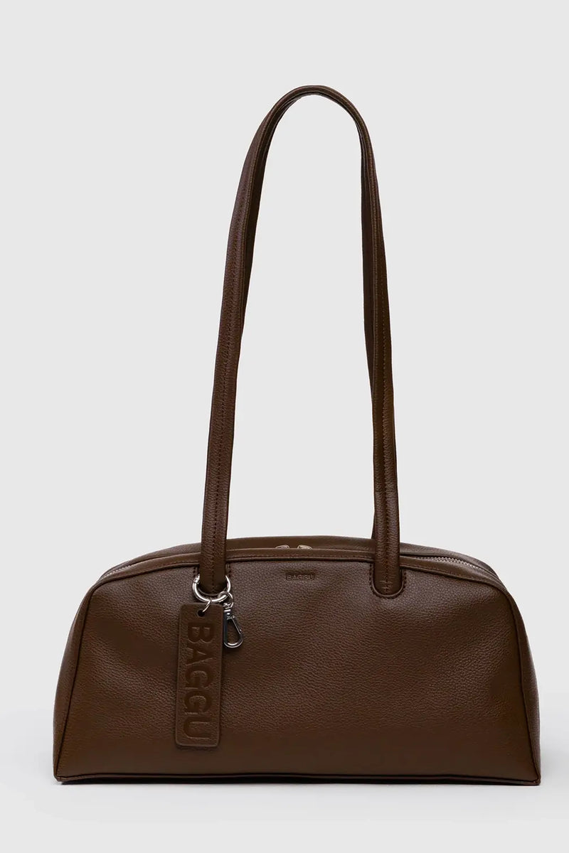 Recycled Leather Bowler Bag Brown