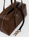 Recycled Leather Bowler Bag Brown