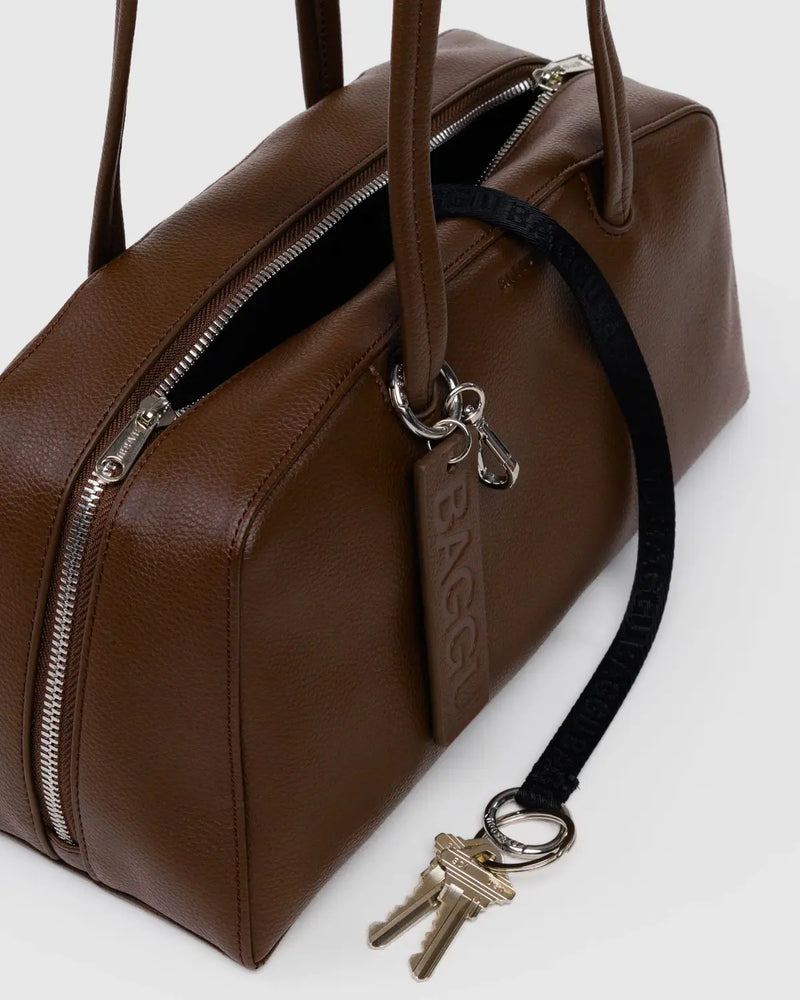 Recycled Leather Bowler Bag Brown