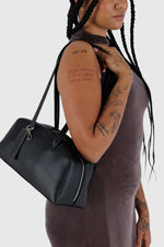 Recycled Leather Bowler Bag Black